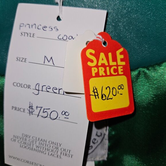 NEW Dead Stock Green Leather Coat/Jacket S/M FIT AND FLAIR - Picture 7 of 16